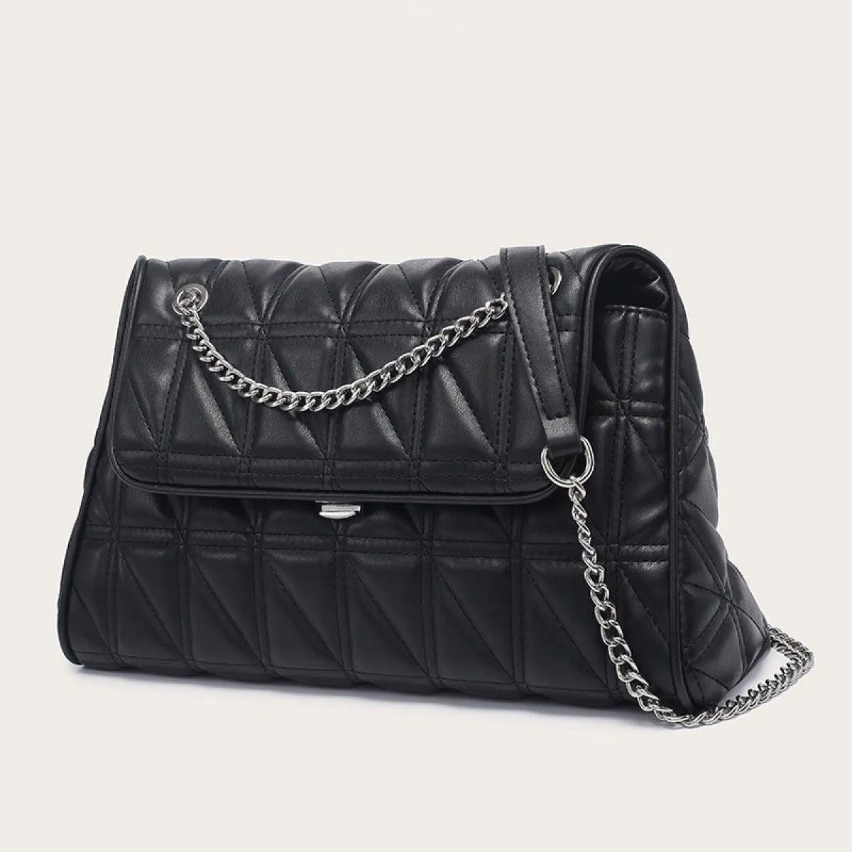 Solid Color Quilted Chain Strap Shoulder Bag Jewelry Bubble