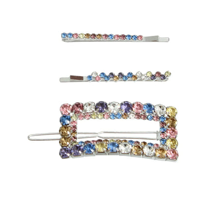 Sparkle & Shine: Silver Metal & Multicolor Rhinestone Hair Accessories Set Jewelry Bubble