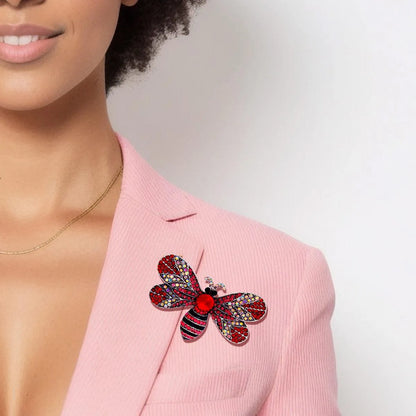 Sparkling Red Winged Butterfly Brooch - A Vintage Inspired Gem Jewelry Bubble