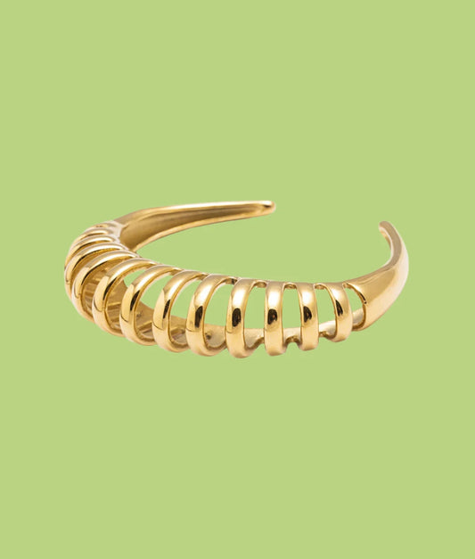 Spiral Twisted Minimalist Gold Tone Cuff Bangle Bracelet Jewelry Bubble