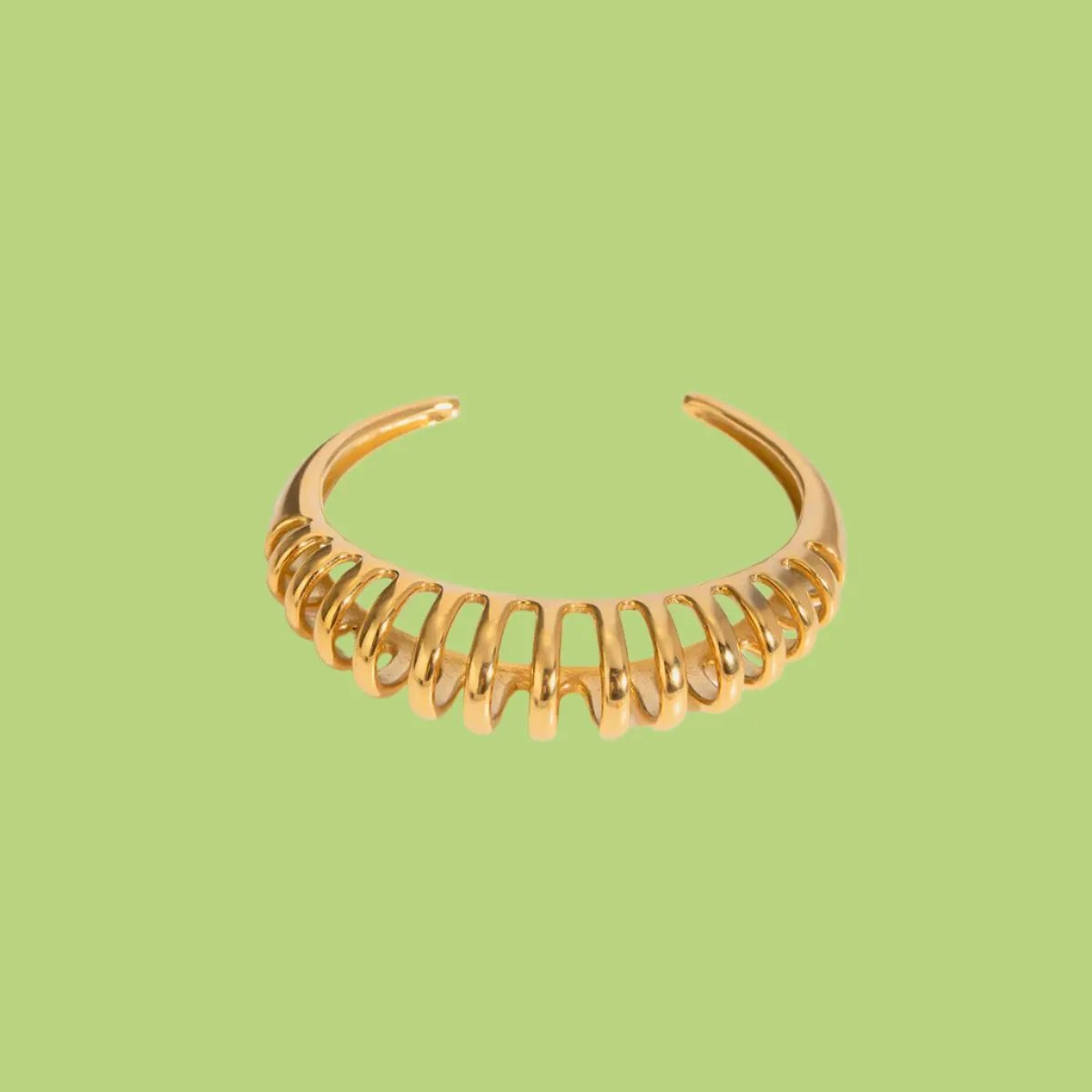 Spiral Twisted Minimalist Gold Tone Cuff Bangle Bracelet
