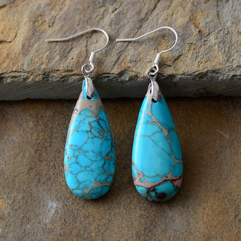 Spirit of Tibet: Jasper Stone Dangle Earrings Jewelry Bubble