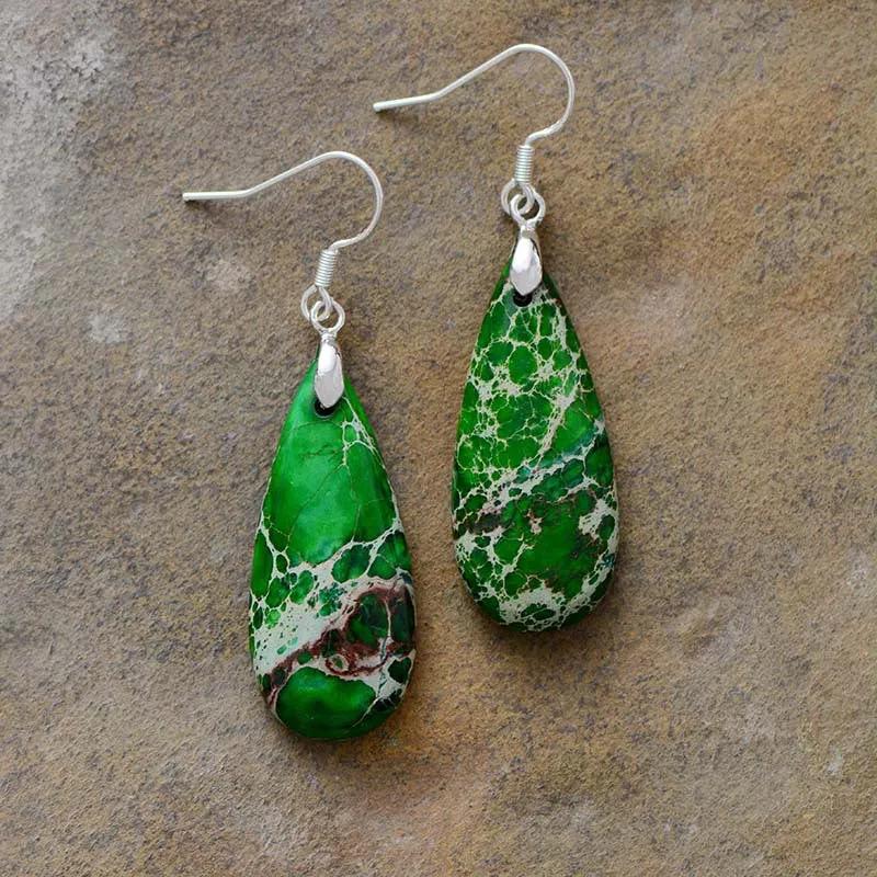 Spirit of Tibet: Jasper Stone Dangle Earrings
