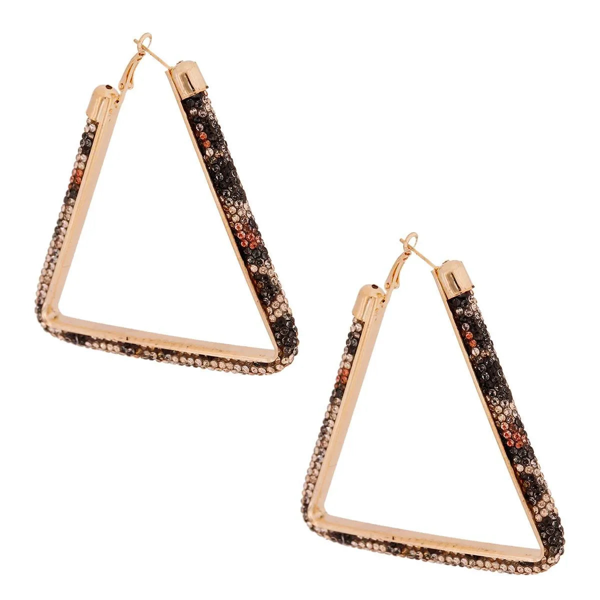 Stand Out with Open Triangle Tube Leopard Hoop Earrings - A Unique and Bold Accessory Jewelry Bubble