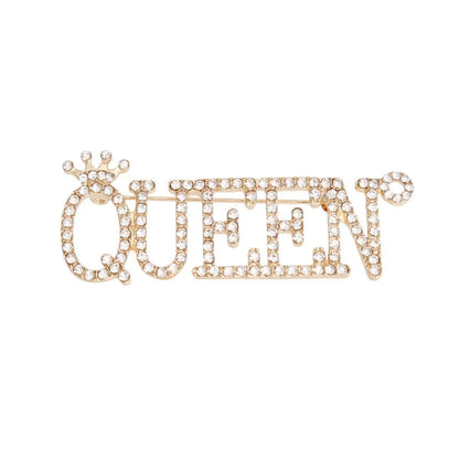 Statement Fashion Brooch: Exquisite Gold Rhinestones Queen Jewelry Bubble