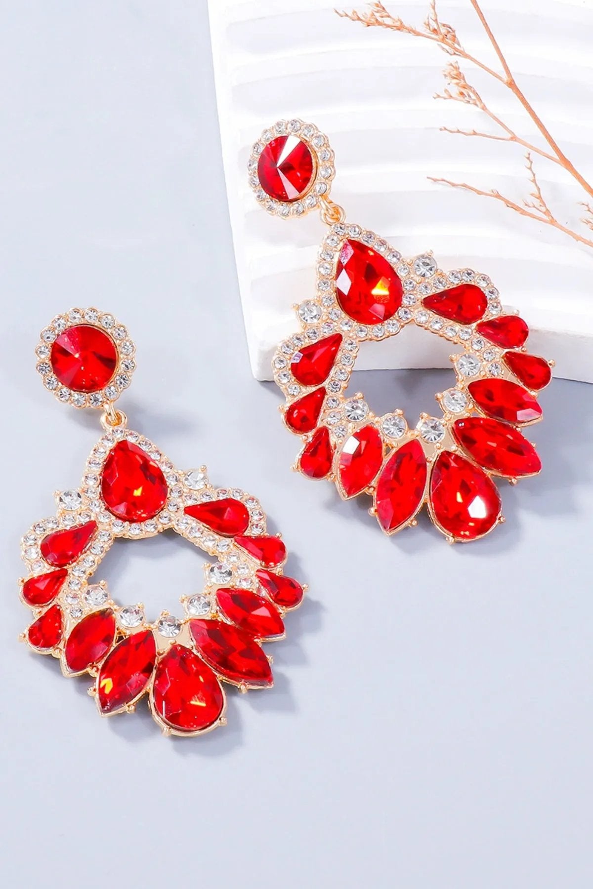 Statement Rhinestone Chandelier Earrings - Glamorous Sparkling Jewelry