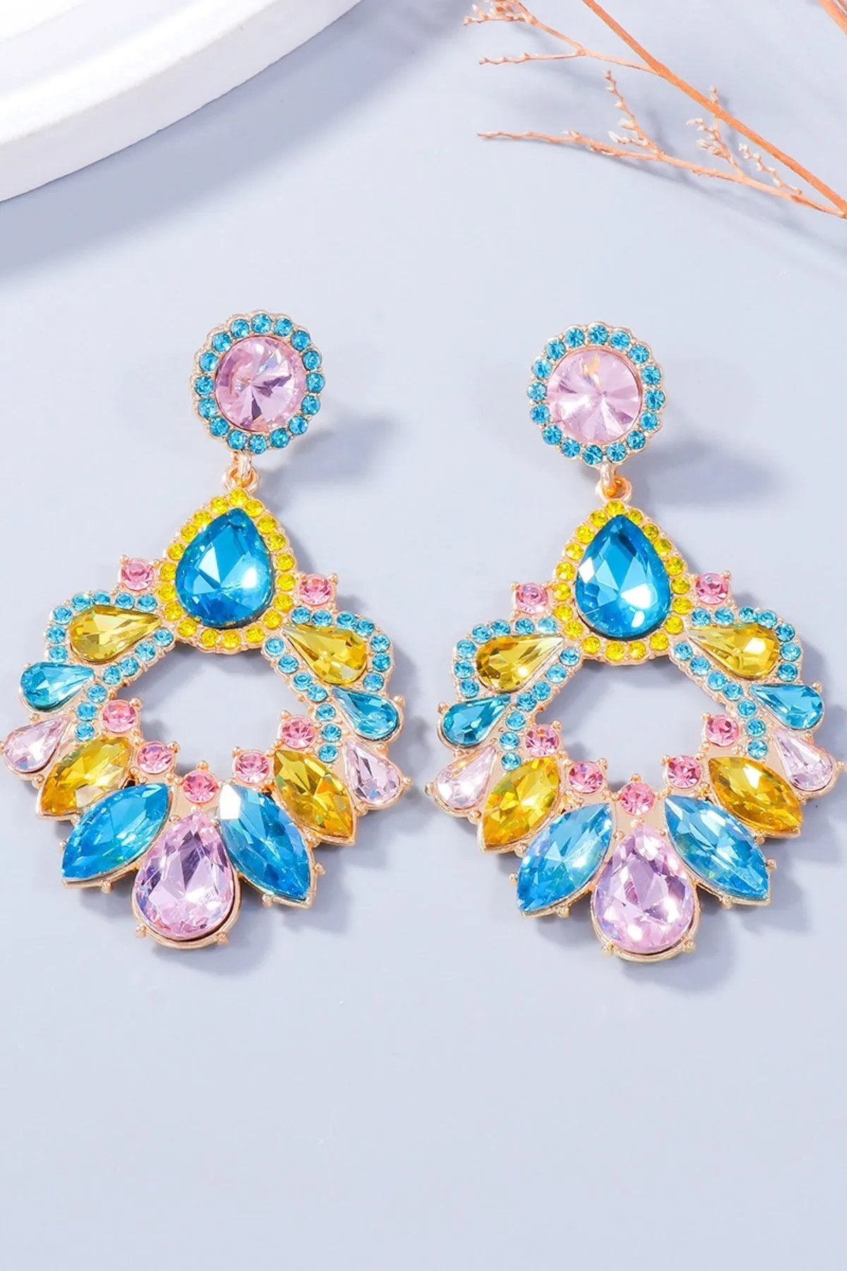 Statement Rhinestone Chandelier Earrings - Glamorous Sparkling Jewelry