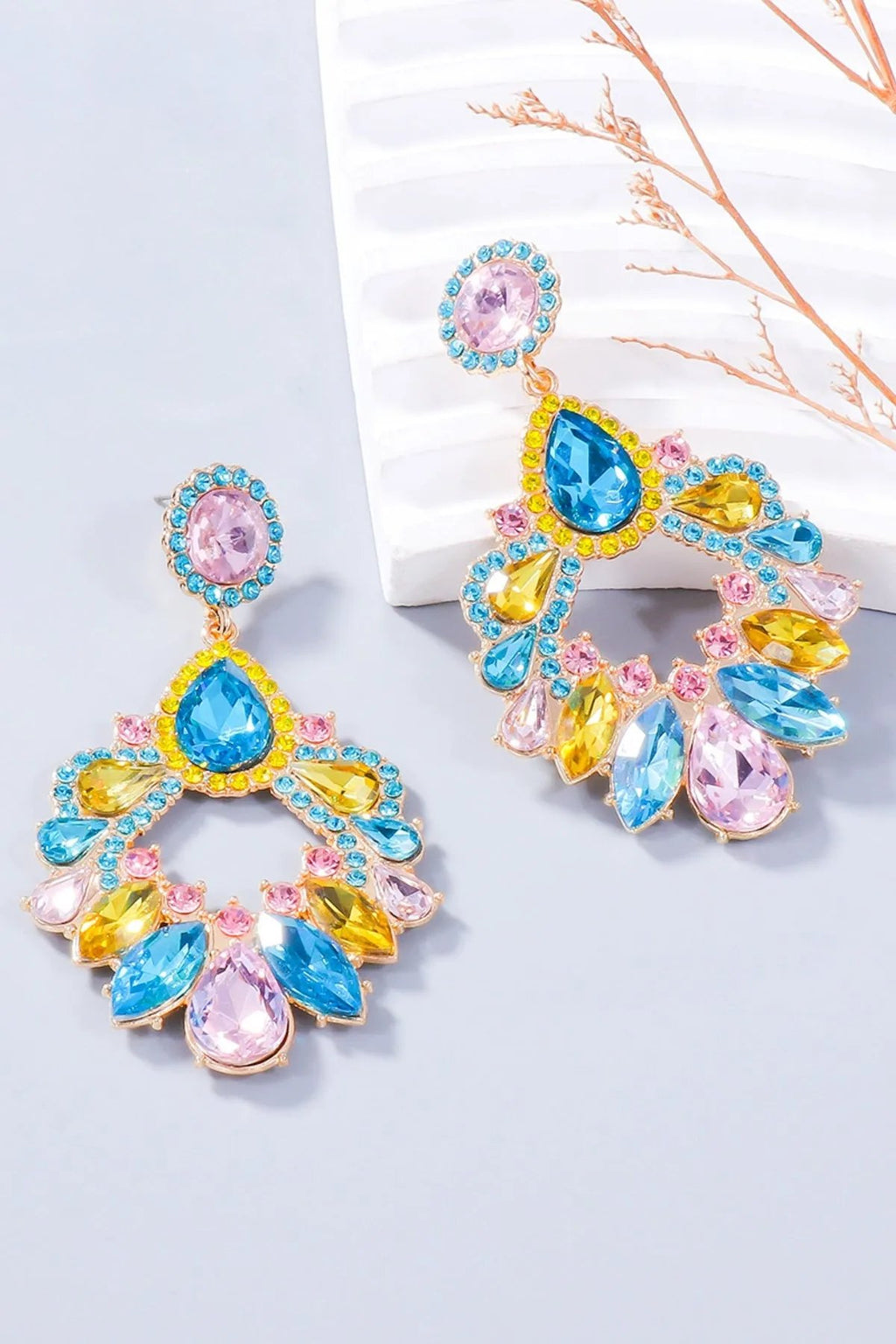 Statement Rhinestone Chandelier Earrings - Glamorous Sparkling Jewelry