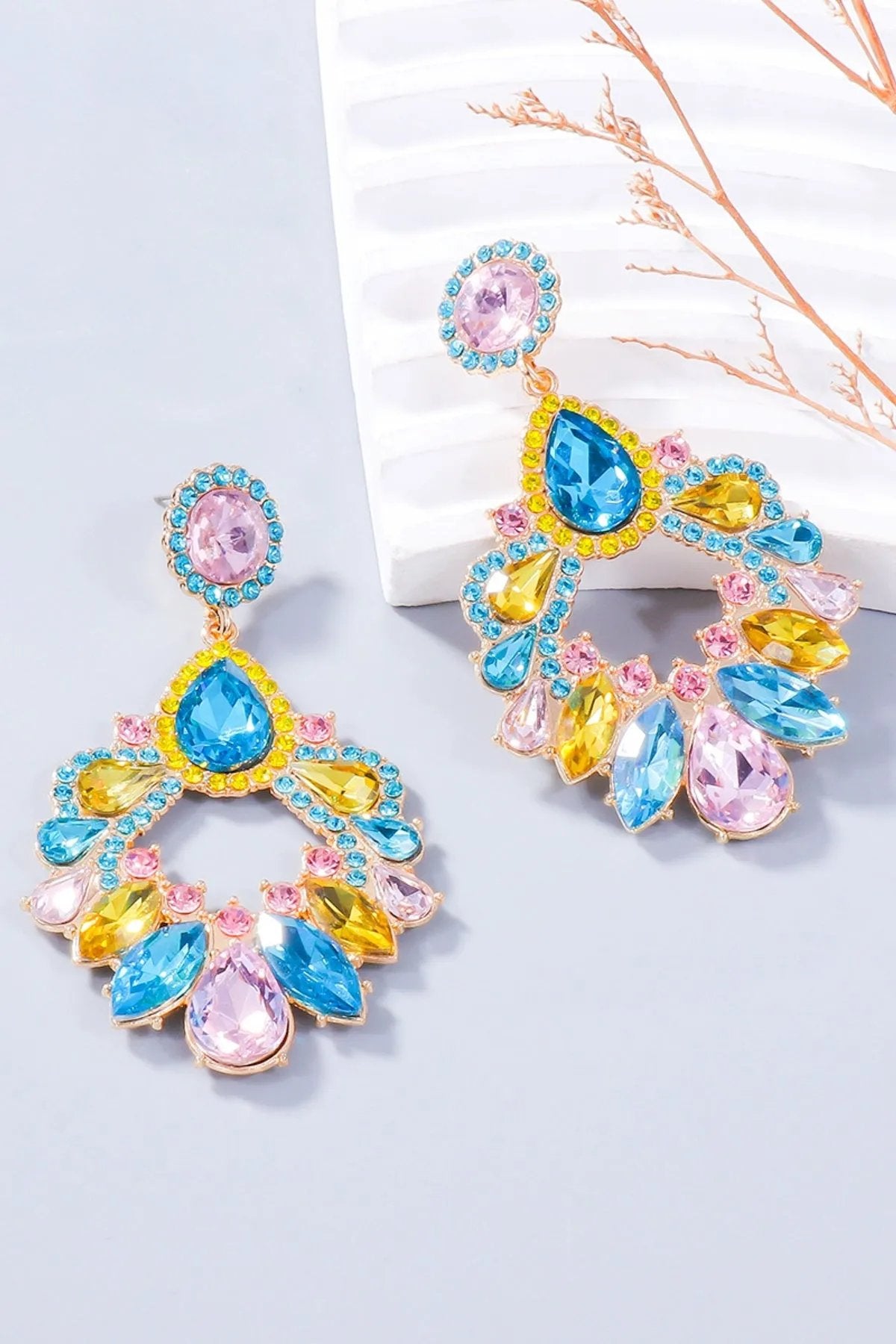 Statement Rhinestone Chandelier Earrings - Glamorous Sparkling Jewelry