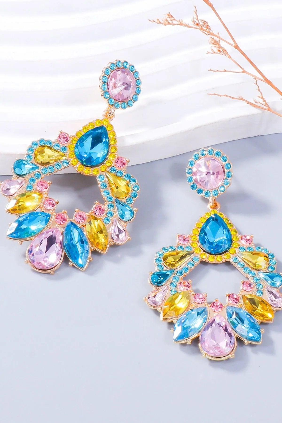 Statement Rhinestone Chandelier Earrings - Glamorous Sparkling Jewelry