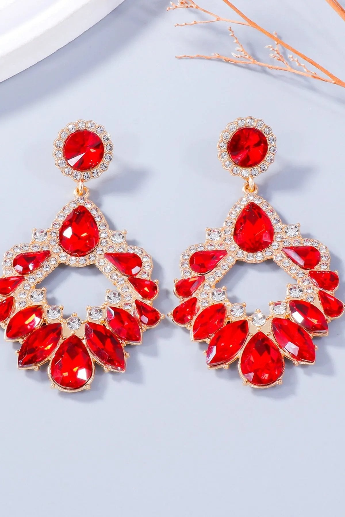 Statement Rhinestone Chandelier Earrings - Glamorous Sparkling Jewelry