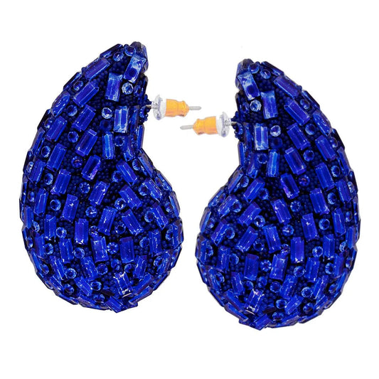 Stay Stylish Trendy Blue Teardrop Design Stud Earrings - Fashion Jewelry Pinktown