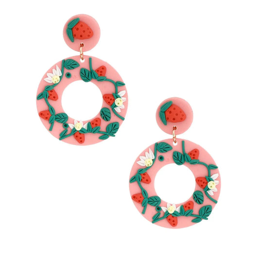 Strawberry-Topped Pink Hoops: Sweetest Earrings Jewelry Bubble