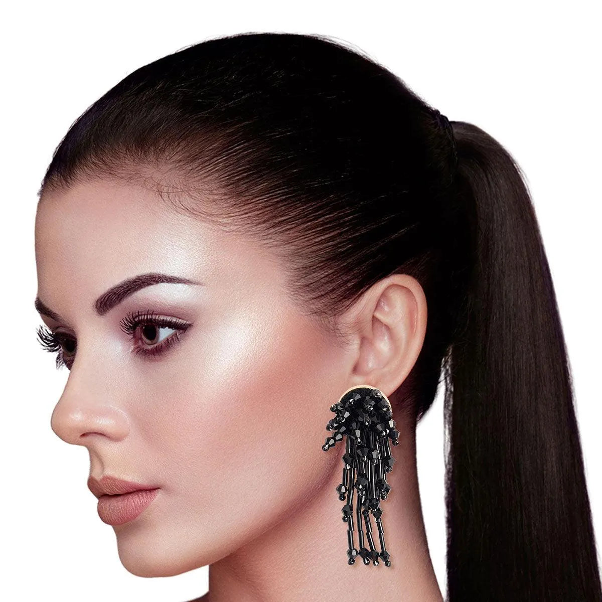 Stunning Black Waterfall Earrings - Must-Have Drop Style Accessory Jewelry Bubble