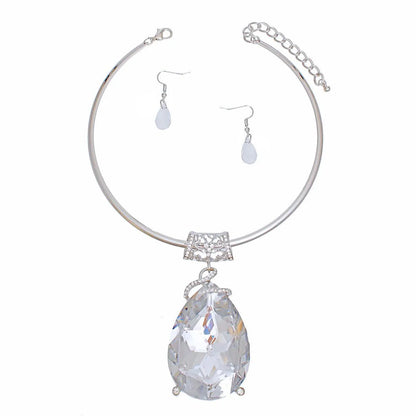 Stunning Clear Teardrop Pendant Fashion Jewelry Set: Shop Now! Jewelry Bubble