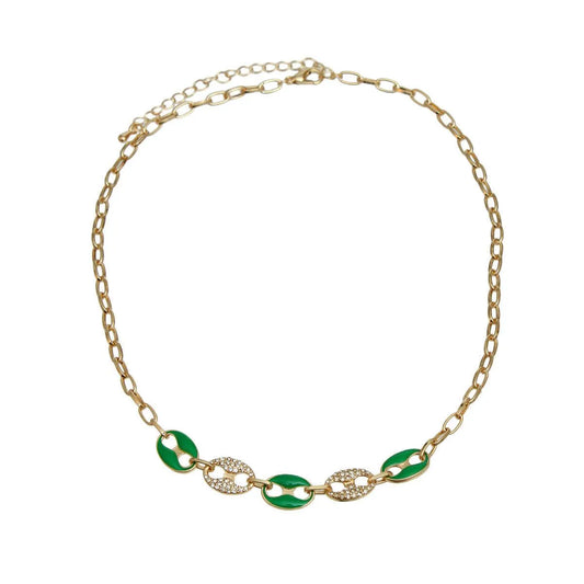 Stunning Green & Gold Matelot Chain Necklace - Grab Yours Today! Jewelry Bubble