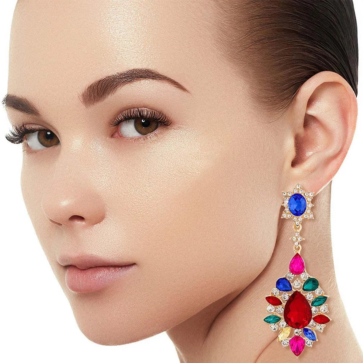 Stunning Multicolor Teardrop Earrings: Add Sparkle to Your Outfit Jewelry Bubble