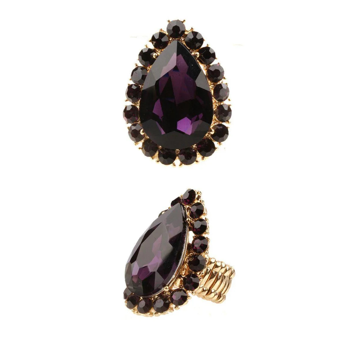 Stunning Purple Teardrop Cocktail Ring: A Stylish Statement Piece Jewelry Bubble