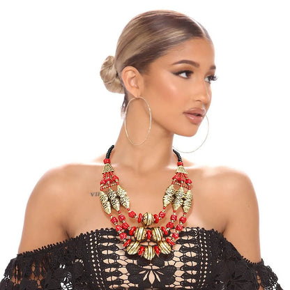 Stunning Red & Gold Marrakesh Necklace: Must-Have Accessory Jewelry Bubble