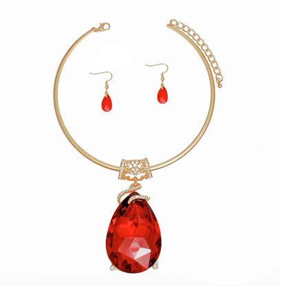 Stunning Red Teardrop Pendant Fashion Jewelry Set: Shop Now! Jewelry Bubble