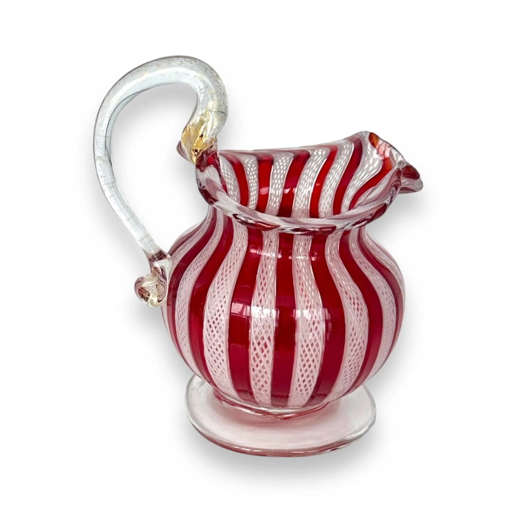 Stunning Vintage Murano Zanfirico Glass Pitcher - Handcrafted Elegance Jewelry Bubble