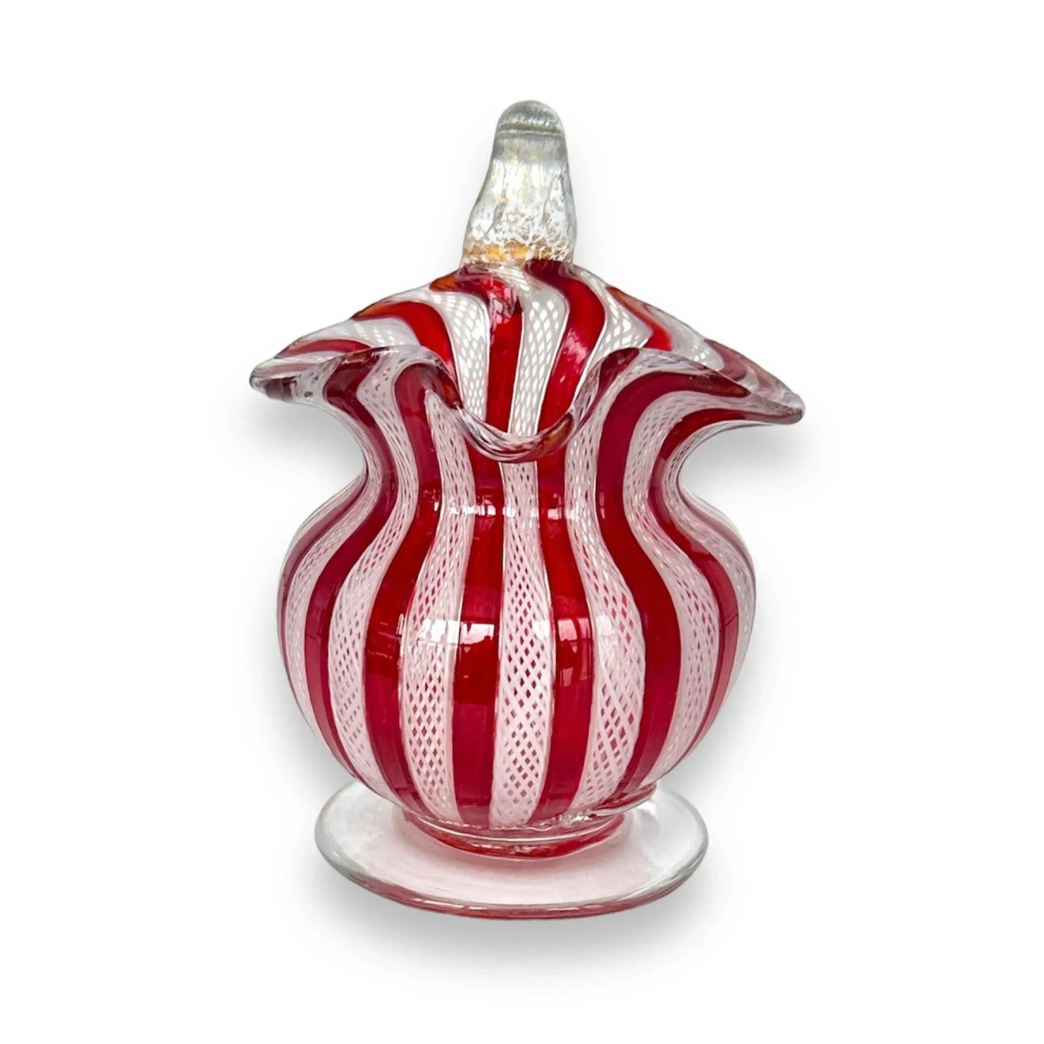 Stunning Vintage Murano Zanfirico Glass Pitcher - Handcrafted Elegance