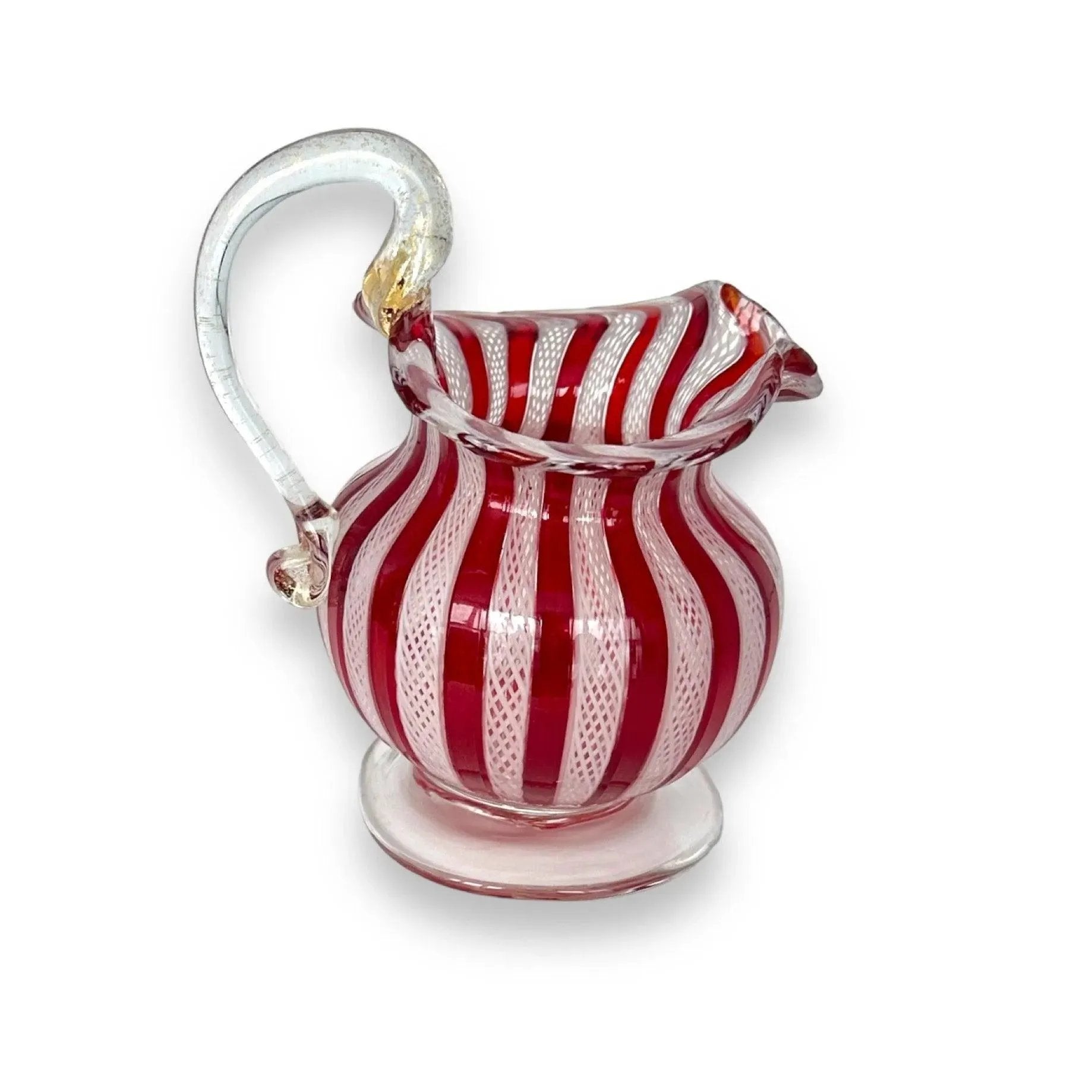 Stunning Vintage Murano Zanfirico Glass Pitcher - Handcrafted Elegance