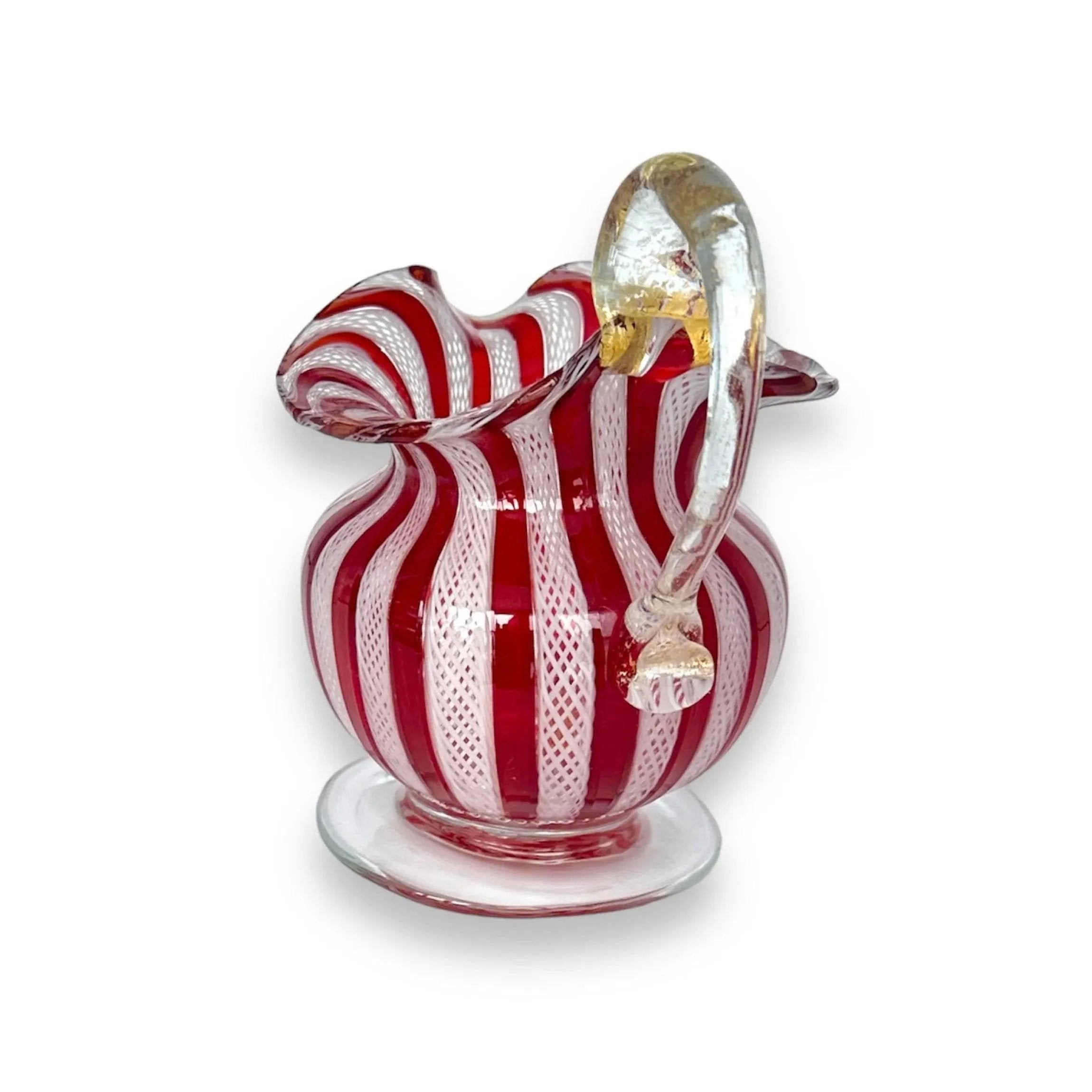 Stunning Vintage Murano Zanfirico Glass Pitcher - Handcrafted Elegance