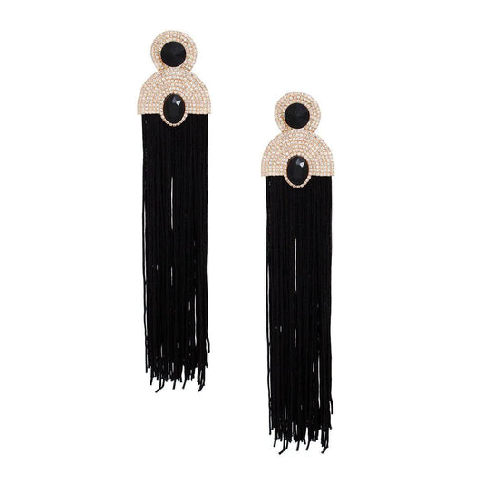 Style Staple Black Fringe Statement Earrings for Glamour Pinktown