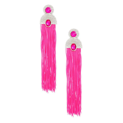 Style Staple Fuchsia Fringe Statement Earrings for Glamour Jewelry Bubble