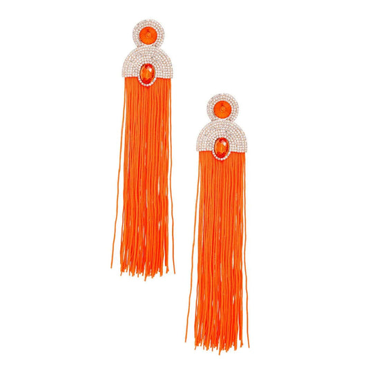 Style Staple Orange Fringe Statement Earrings for Glamour Pinktown