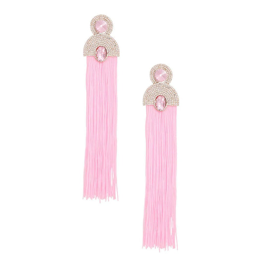 Style Staple Pink Fringe Statement Earrings for Glamour Pinktown