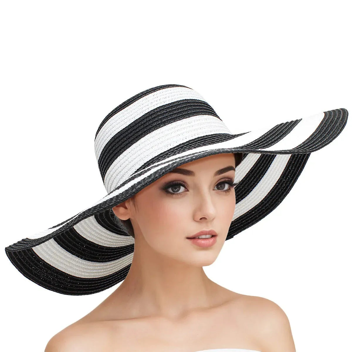 Stylish Black White Striped Hat for Ladies Jewelry Bubble