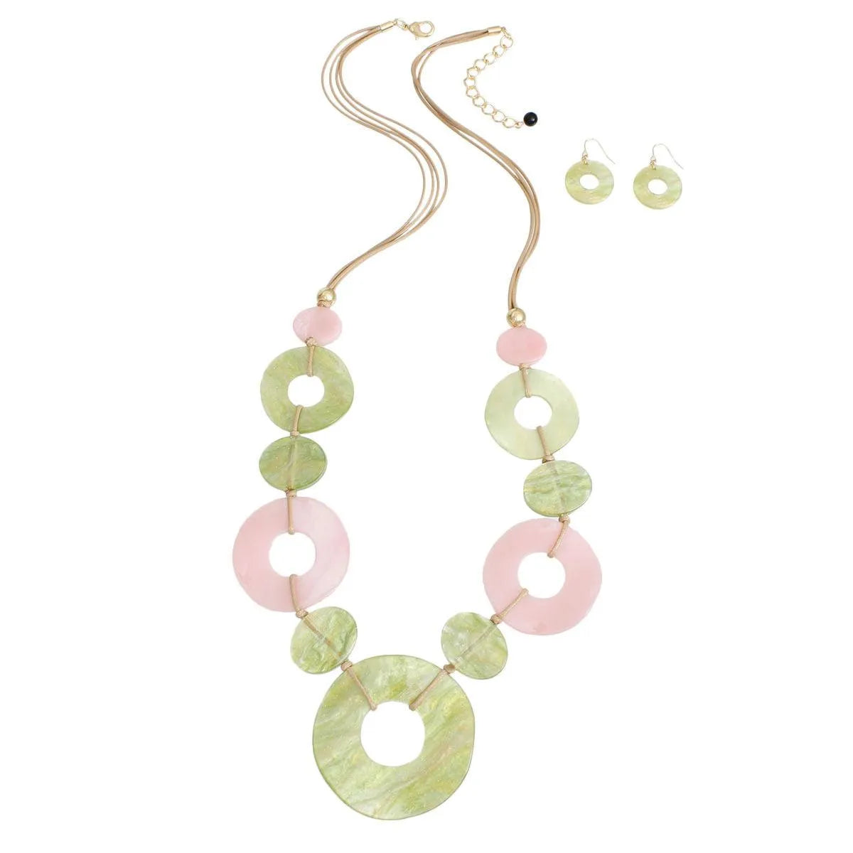 Stylish Multicolor Ring Necklace & Earrings Set - Fashion Jewelry Jewelry Bubble