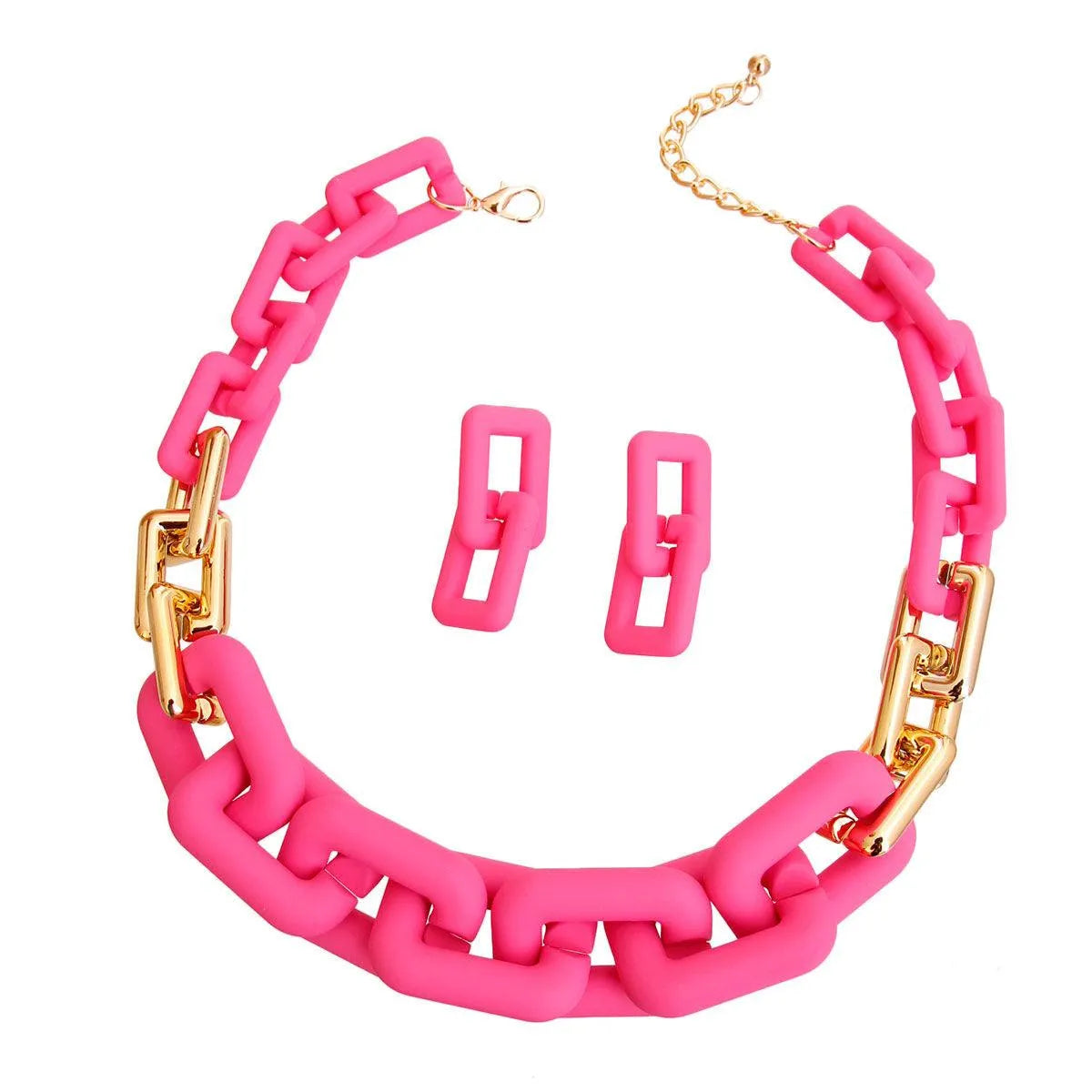 Stylish Pink Chain Necklace Set: Upgrade Your Style Today Jewelry Bubble