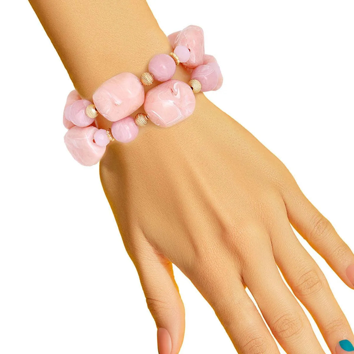 Stylish Pink Marbled Beaded Bracelets - Get Yours Today & Stand Out Pinktown