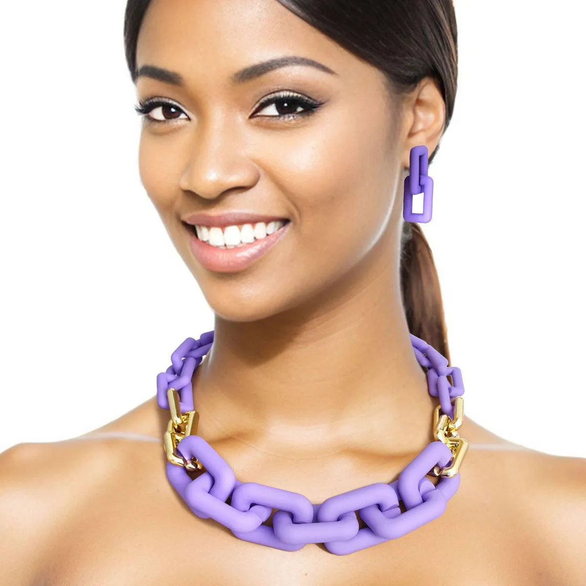 Stylish Purple Chain Necklace Set: Upgrade Your Style Today Jewelry Bubble