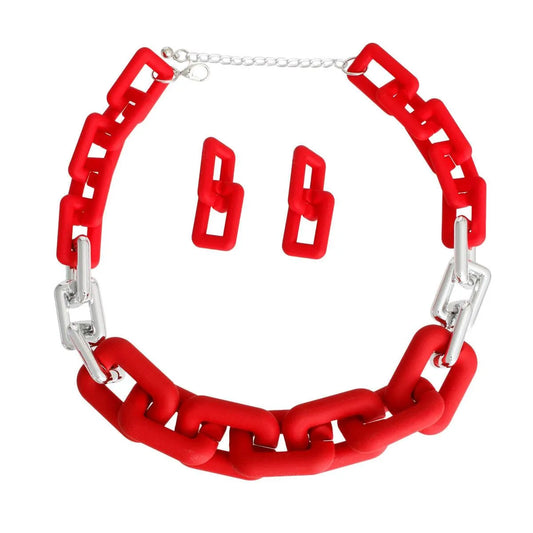 Stylish Red Chain Necklace Set: Upgrade Your Style Today Jewelry Bubble