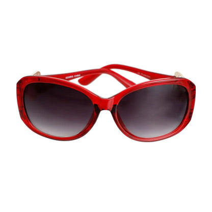 Stylish Round Red Sunglasses for Women Butterfly Detail Jewelry Bubble