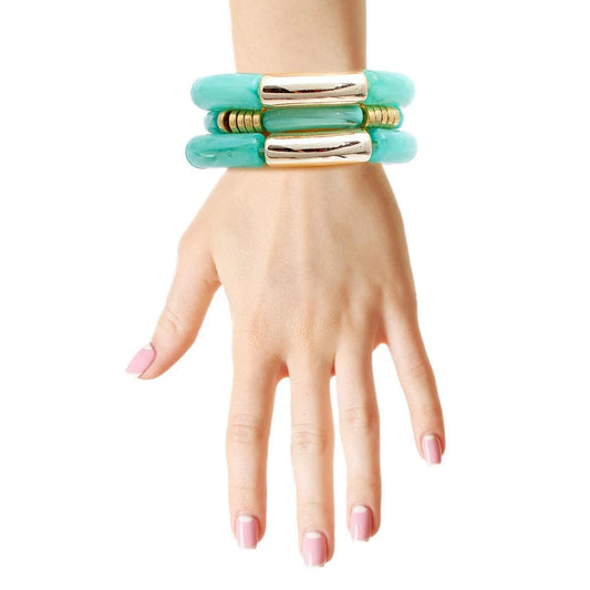 Stylish Turquoise Tube Beaded Stretch Bracelets - Upgrade Your Look Today! Jewelry Bubble