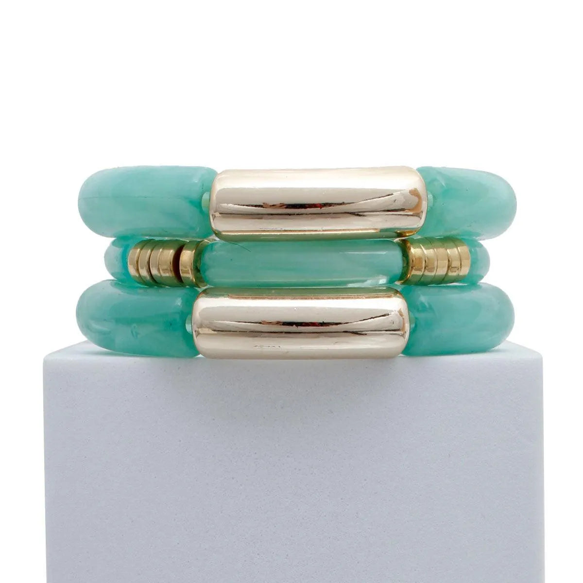 Stylish Turquoise Tube Beaded Stretch Bracelets - Upgrade Your Look Today! Jewelry Bubble