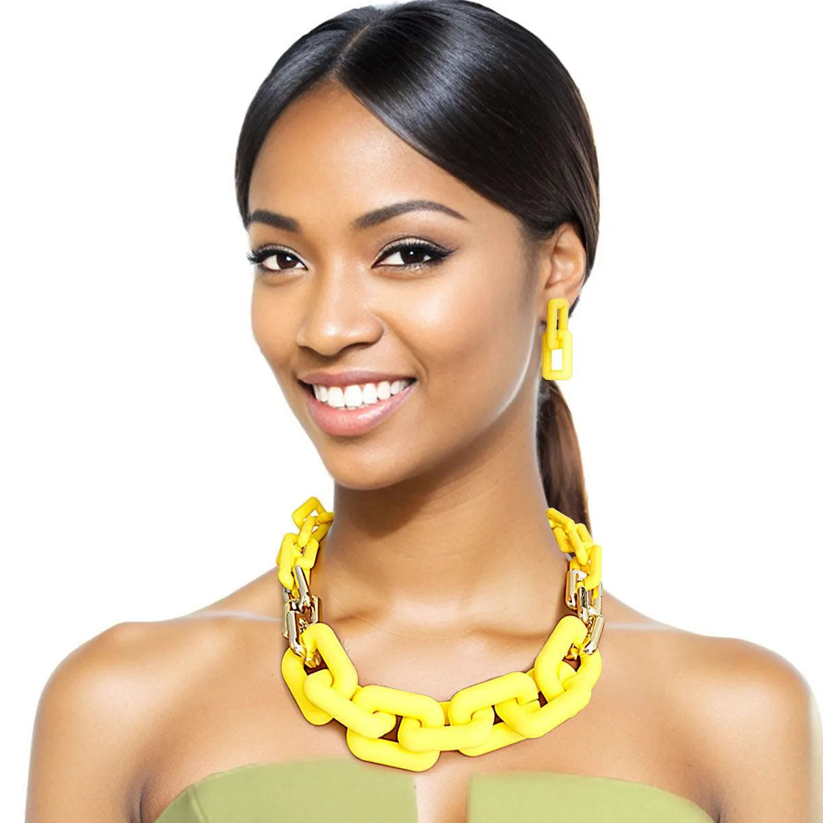 Stylish Yellow Chain Necklace Set: Upgrade Your Style Today Jewelry Bubble