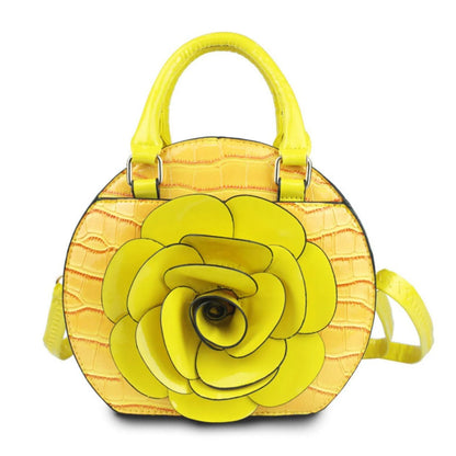 Stylish Yellow Dimensional Flower Handbag with Top Handles Jewelry Bubble