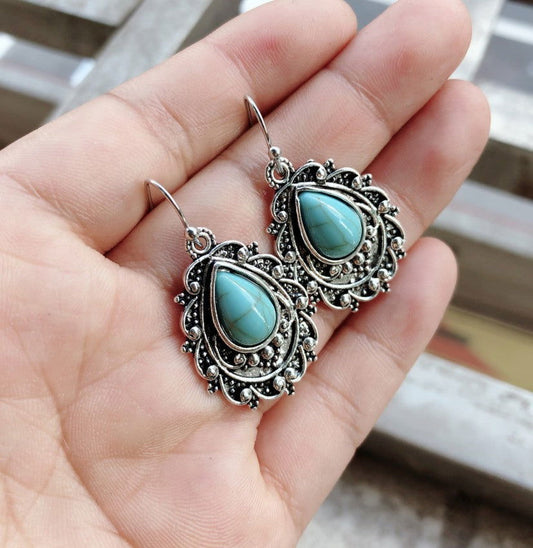 Teardrop Faux Turquoise Bohemian Earrings: Timeless Elegance with a Vintage Style Twist Trendsi