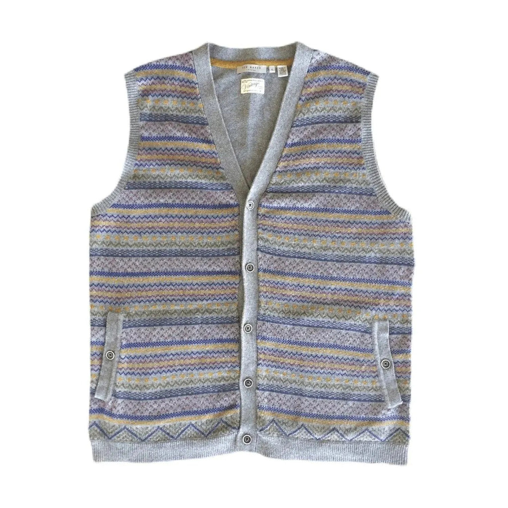 Fair Isle Sweater Vest Ted Baker Fairmun Trim Fit Button Front