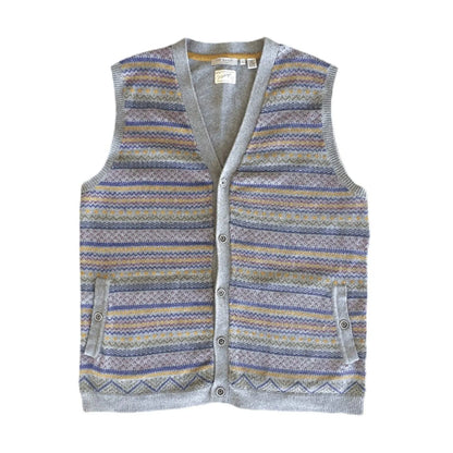 Ted Baker Mens Fairmun Button Through Fairisle Tank Sweater Vest Sleeveless Jewelry Bubble