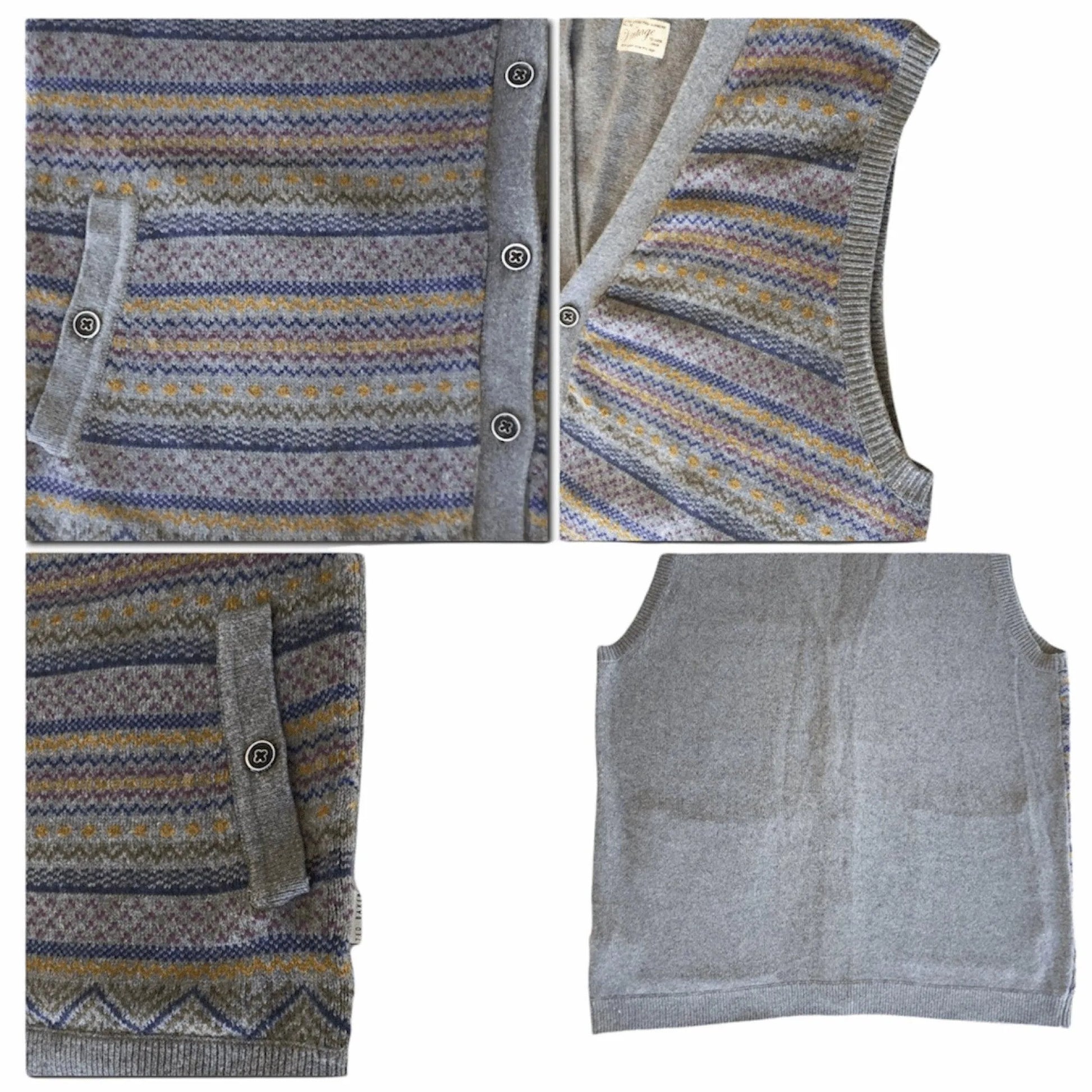 Ted Baker Mens Fairmun Button Through Fairisle Tank Sweater Vest Sleeveless Jewelry Bubble