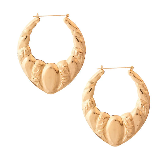 Textured Yellow Gold Hoop Earrings: Must-Have Fearless Teardrop Pinktown