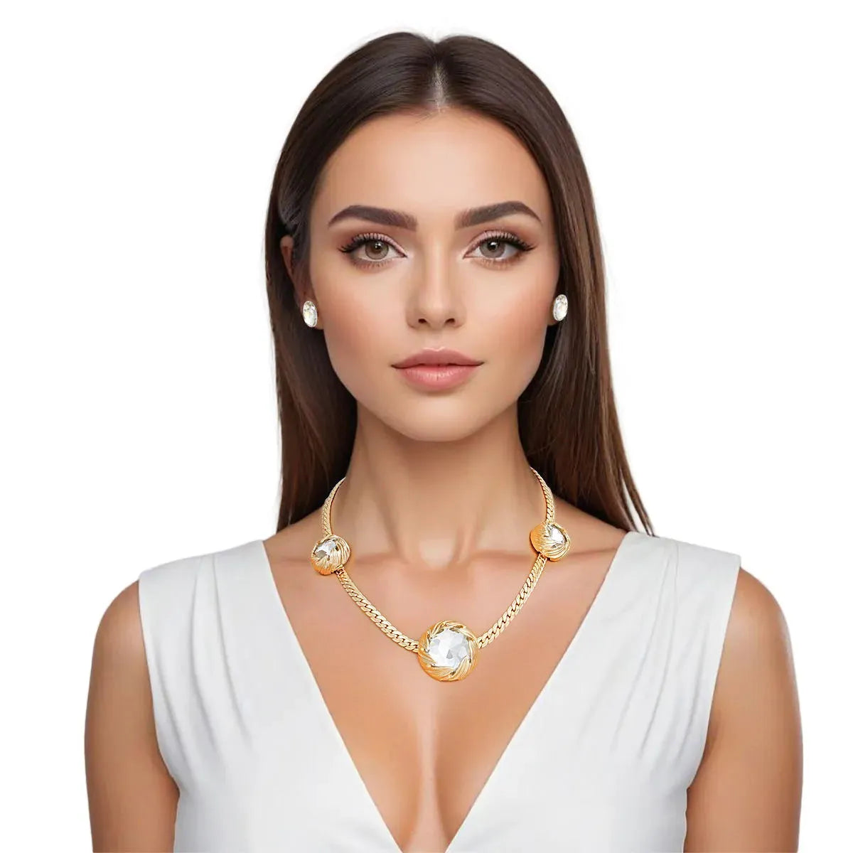 Timeless Clear Crystal Necklace & Earrings Set - Fashion Jewelry Jewelry Bubble