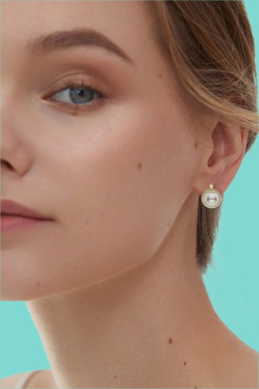 Timeless Moissanite Pearl Sterling Silver Earrings Trendsi